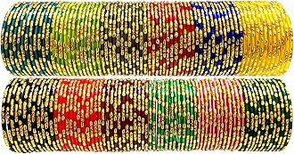 Hand Kkrafts Multicolor glossy finish glass bangle/chudi set of 144 in 12 unique color for women and girls