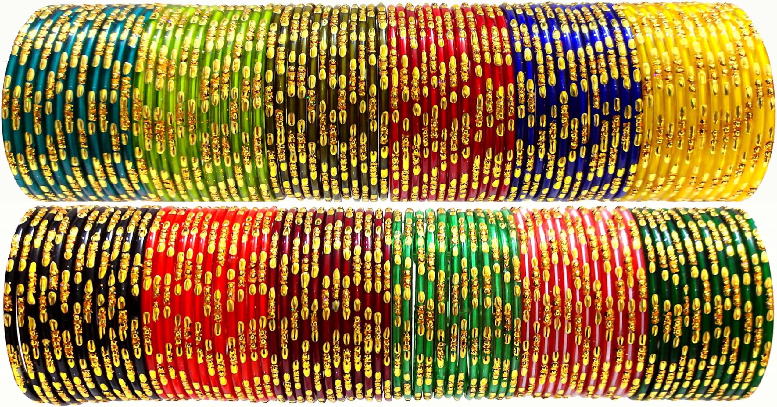 Hand KkraftsMulticolor glossy finish glass bangle/chudi set of 144 in 12 unique color for women and girls