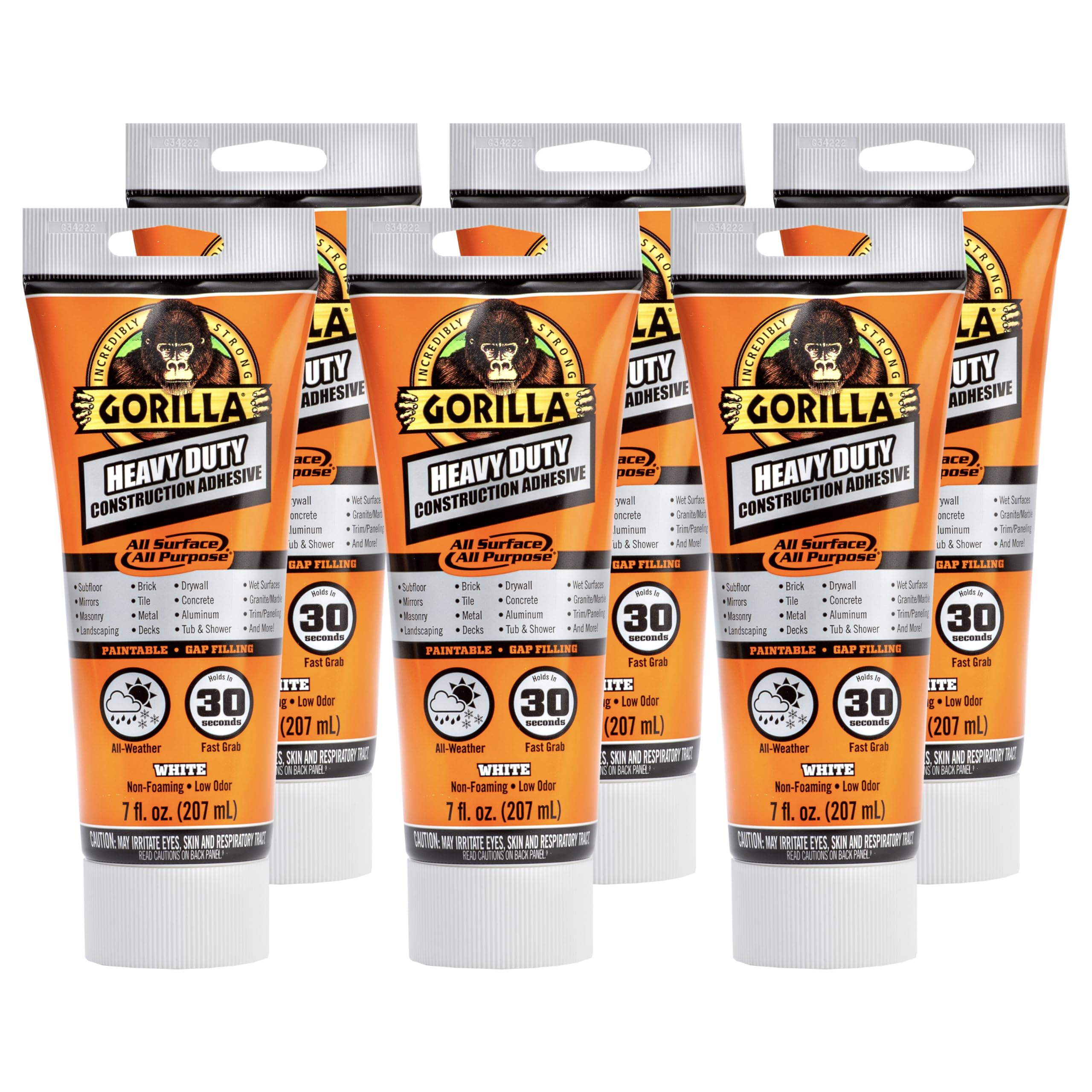 Snapklik.com : Gorilla Heavy Duty Construction Adhesive, White Glue, 7 ...