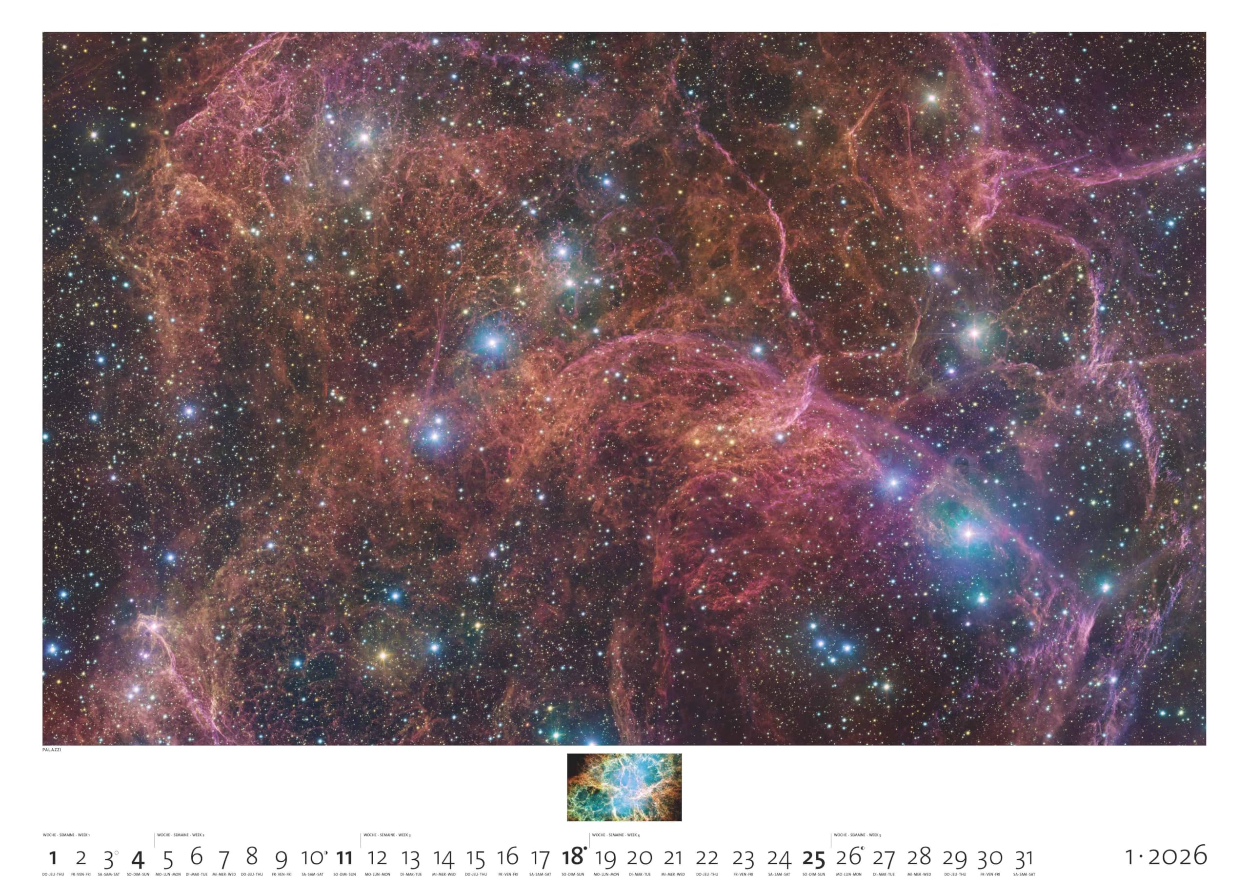 Palazzi - Sternzeit | EINE ASTRONOMISCHE REISE DURCH ZEIT UND RAUM 2026 – Wandkalender 70×50 cm mit 12 brillanten Weltraum-Aufnahmen, ... Eine astronomische Reise in Zeit und Raum