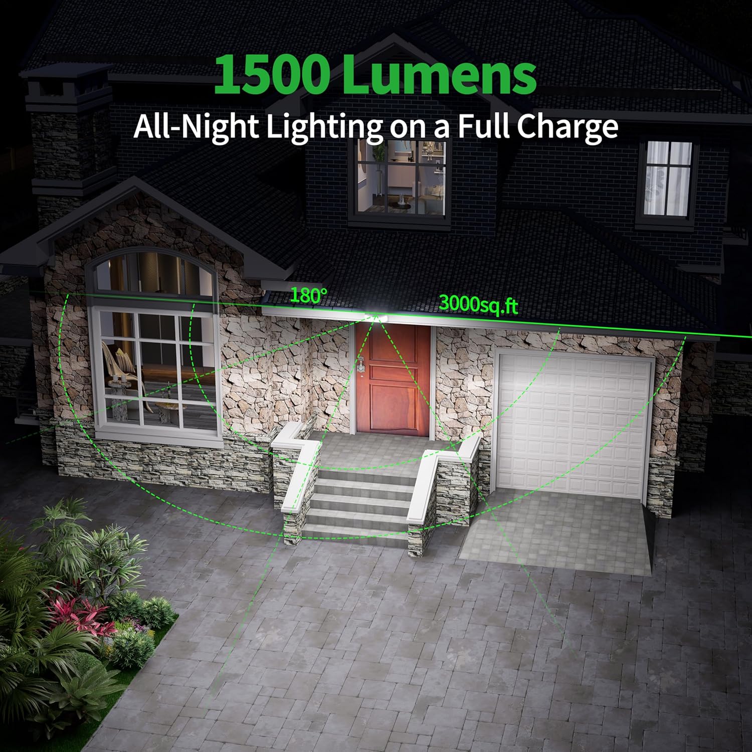 intelamp Solar Flood Lights Outdoor Waterproof, 6000mAh 1500LM Split Monocrystalline Dusk to Dawn Security Light with Dual Motion Sensor, Remote Control, 9.8ft Cable for Yard Garden House