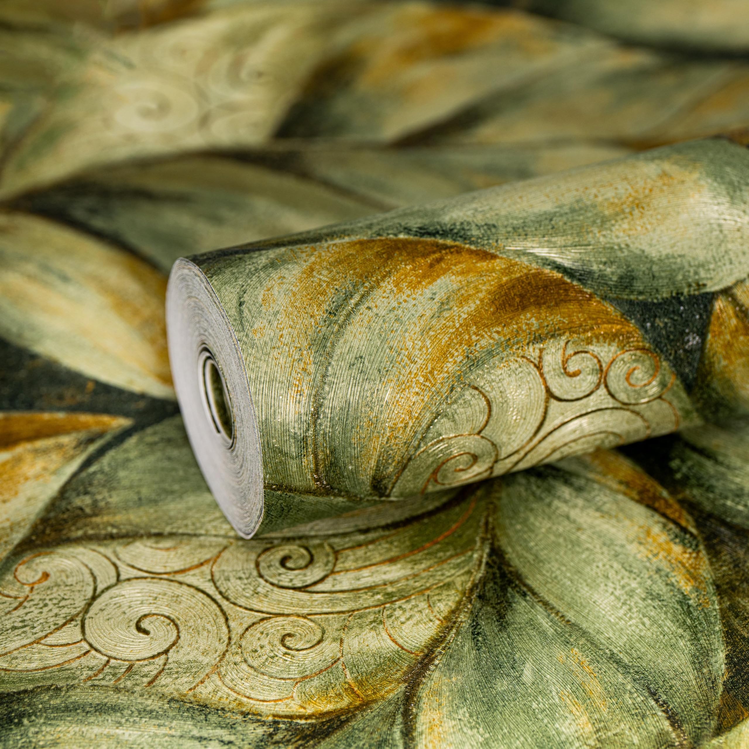 wolpin Wallpaper Non-Woven Non-Adhesive 53 cm x 9.5m (± 3%) Textured Elegant Pattern Shine Leaf Design, Green (B0DBGCHVJM) Amazon Price History, Amazon Price Tracker