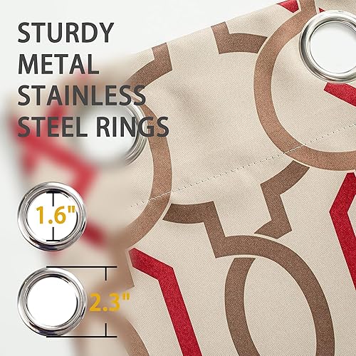 Miniatura 4 de DriftAway Cortinas geométricas de terracota para oscurecer la habitación, cortina con bloqueo de luz para sala de estar y dormitorio, 84 pulgadas de