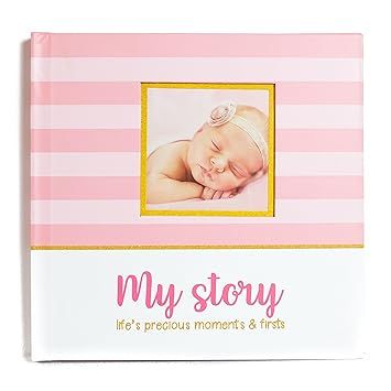 First Year Baby Memory Book & Baby Journal (3 Color Styles Available). Perfect for Boys or Girls Baby Shower Gift. First 5 Years Scrapbook Keepsake & Photo Journal. Unisex Pink