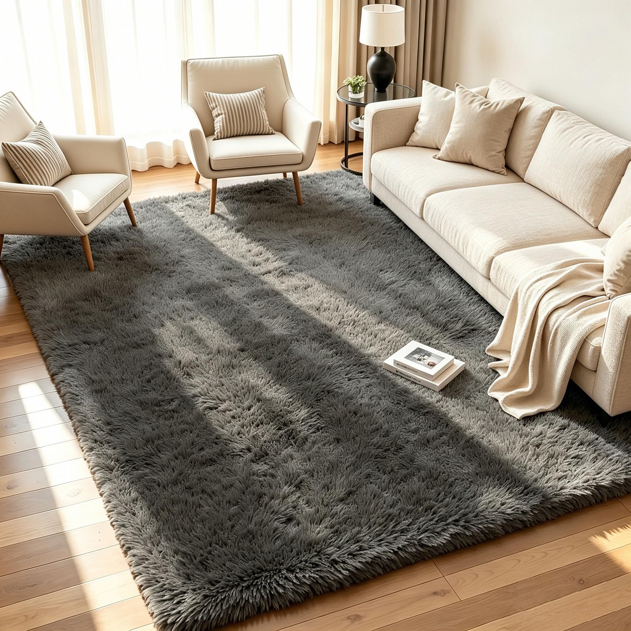 Carpesite Washable Fluffy Shaggy Rug for Living Room & Bedroom – Extra Large Anti Slip Carpet, Soft Thick Pile Non Shedding Floor Mat for Dorm, Apartment & Cozy Home