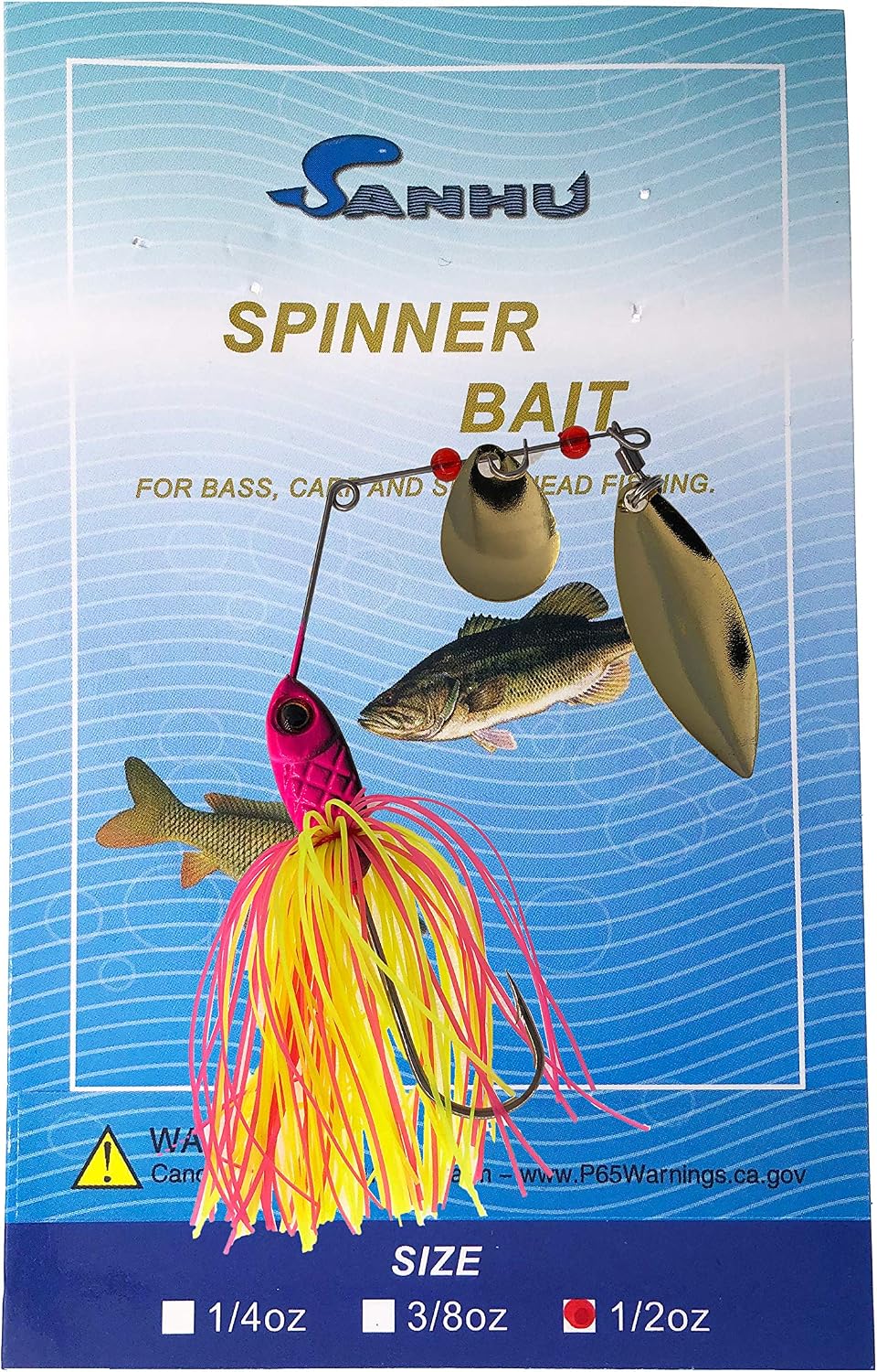 Spinnerbait 1/2oz, 6 Pcs Multi-Color, for Freshwater Bass Fishing, Ideal for Bass, Pike & Predator Fish