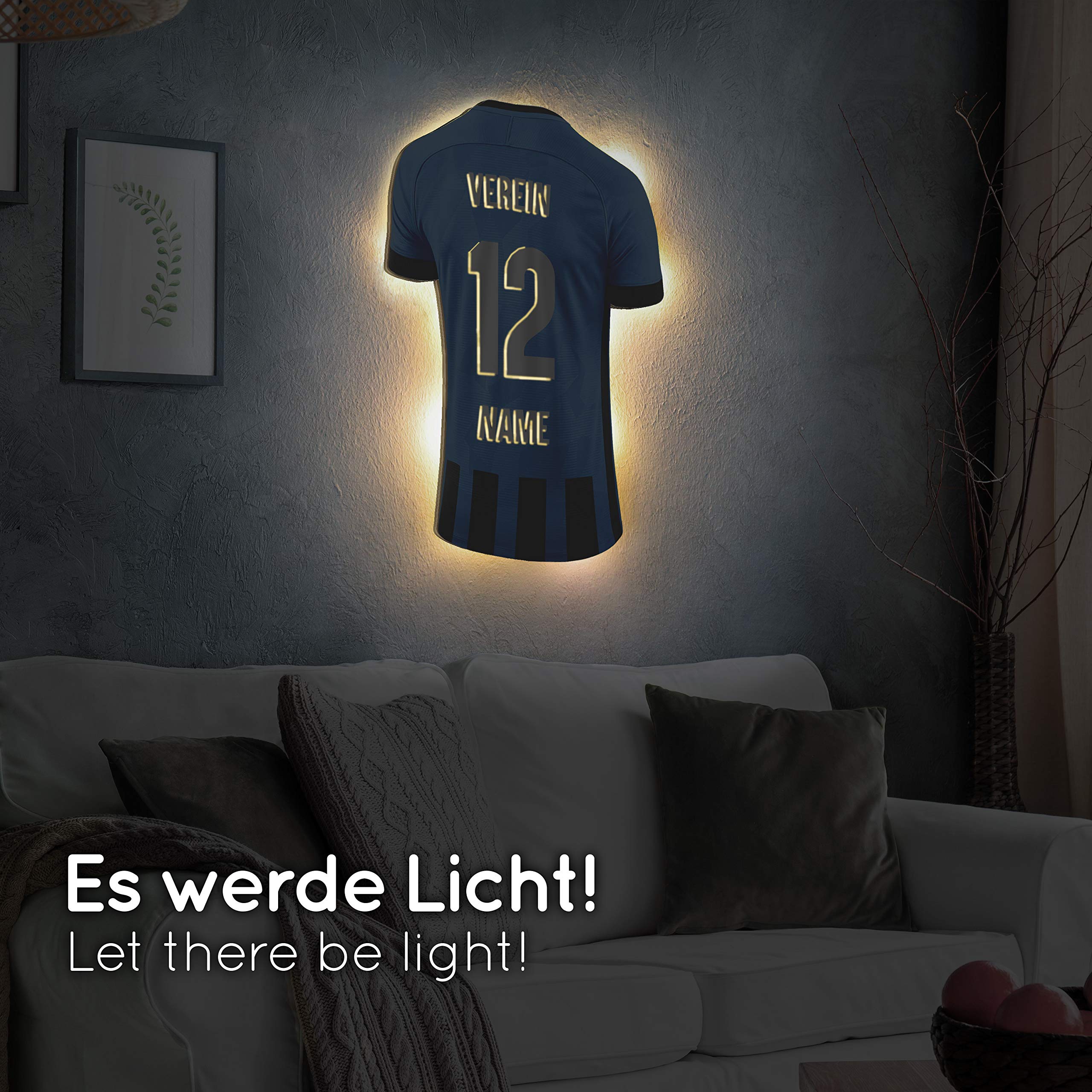 Elbeffekt Trikotlampe für Mannheim Fans aus Holz - personalisierbares Geschenk - schenke Dein individuellen Mannheim Fanartikel aus Echtholz