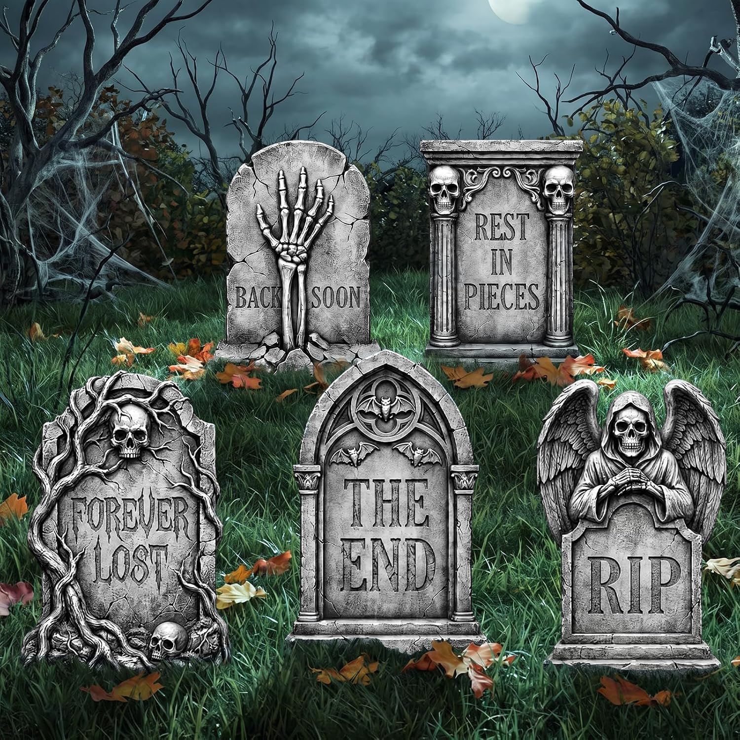 Funrous 5 Pcs Halloween Party Decorations Ghost Cardboard Cutouts