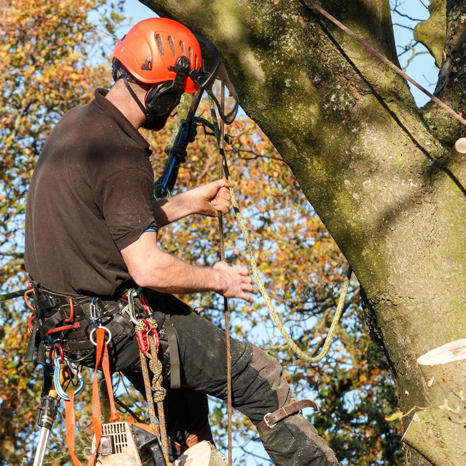 5/8 x 200FT, High Force Braided Polyester Arborist Tree Rope, 24 Strand Bull Rope, Pulling Rope, Heavy Duty Tree Rope for Swings, Camping(Black and White)