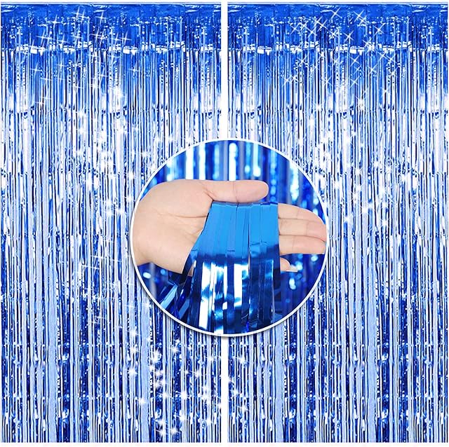 DONQL 2Pcs Tinsel Metallic Foil Fringe Curtain,3.28ft x 6.56ft Party Backdrop Fringe Decoration Fringe Hanging Curtains, Streamers Backdrop Party Supplies for Wedding Birthday Christmas New Year