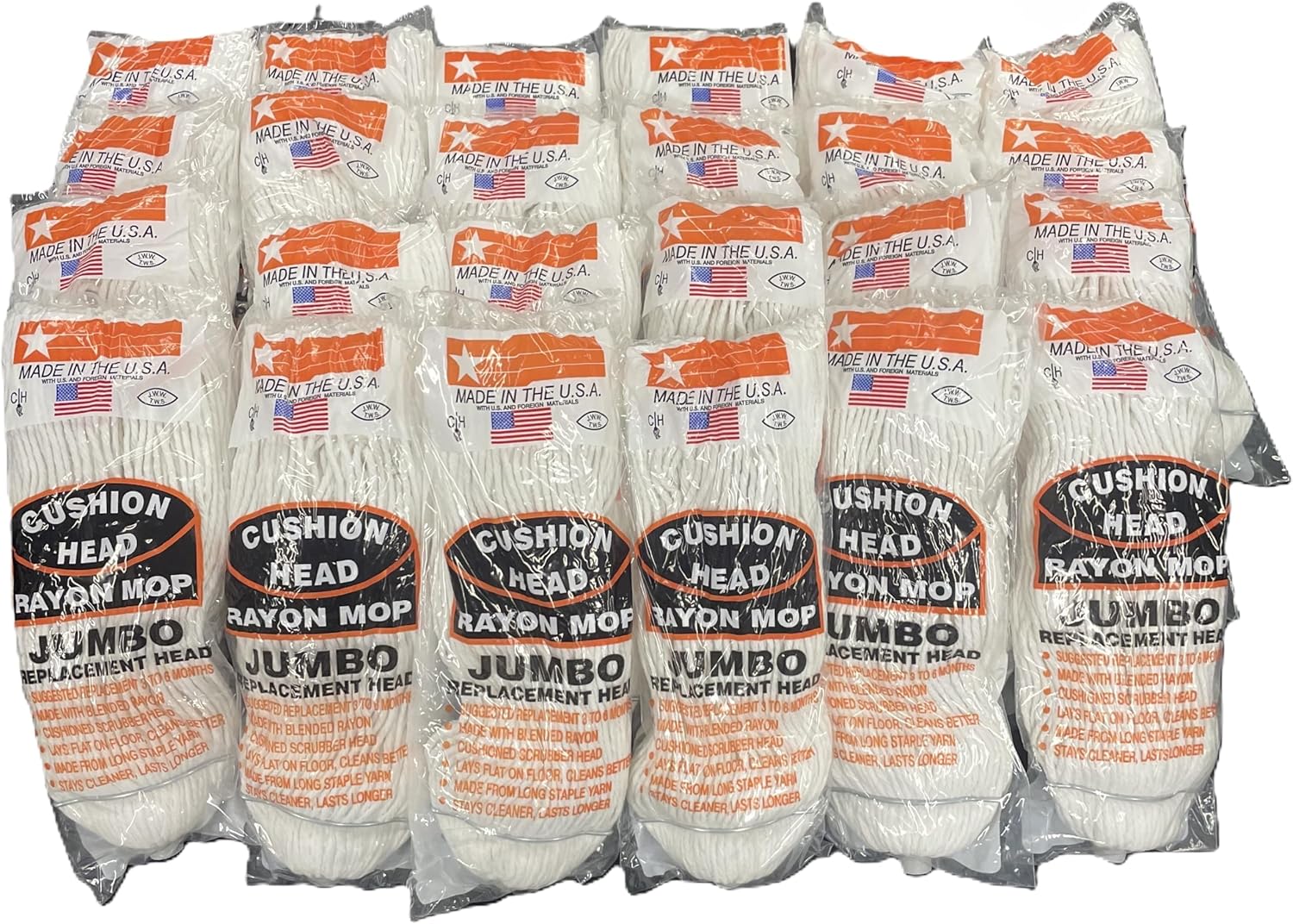 Jumbo Rayon Replacement Mop Head 4-Pack