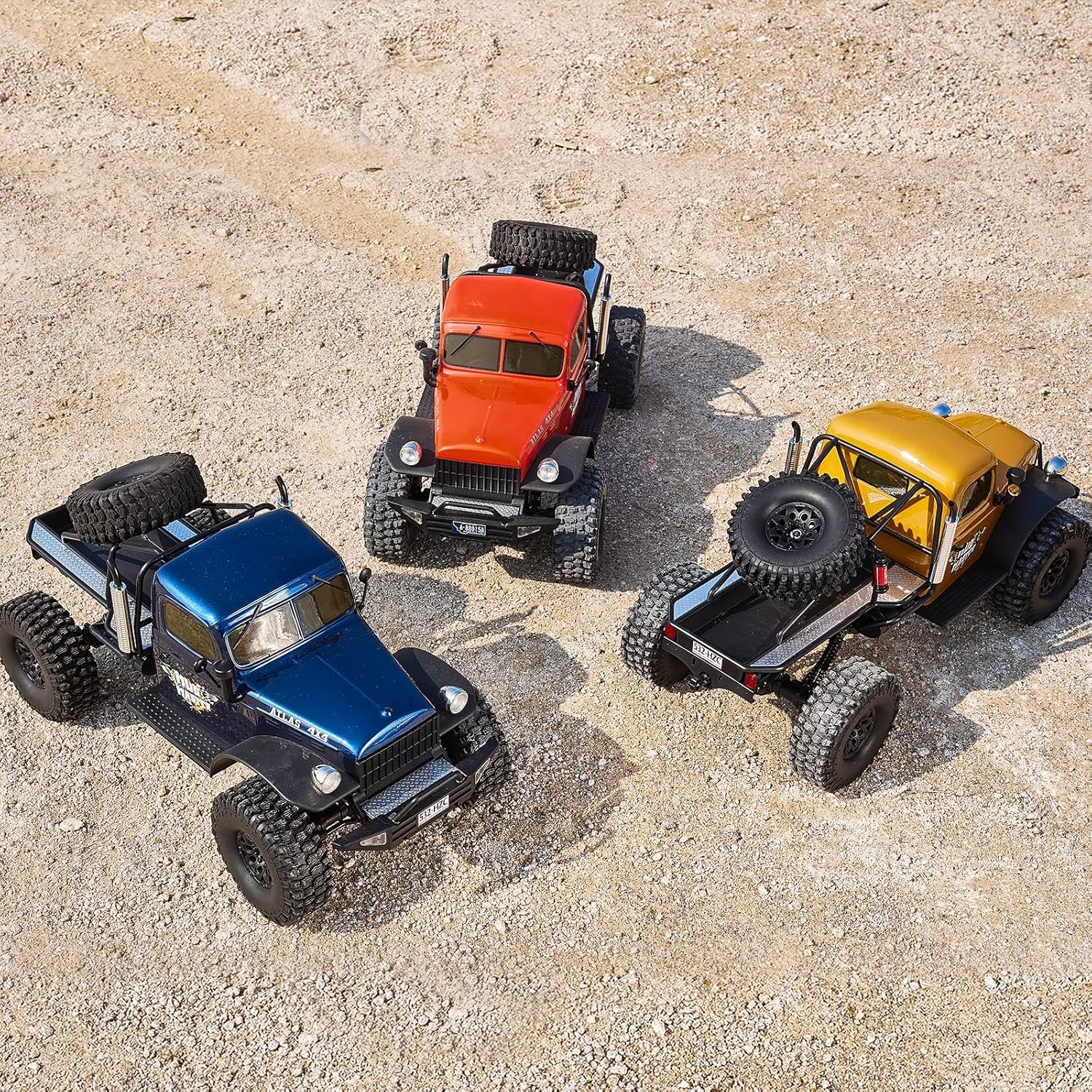 EAZYRC FMS Rochobby 1/10 Atlas Ready Set RC Crawler RC Truck 4x4 con iluminación, radio de 2.4 GHz, rodamiento de bolas, engranaje de metal completo, suspensión de 4 eslabones, separación rápida de