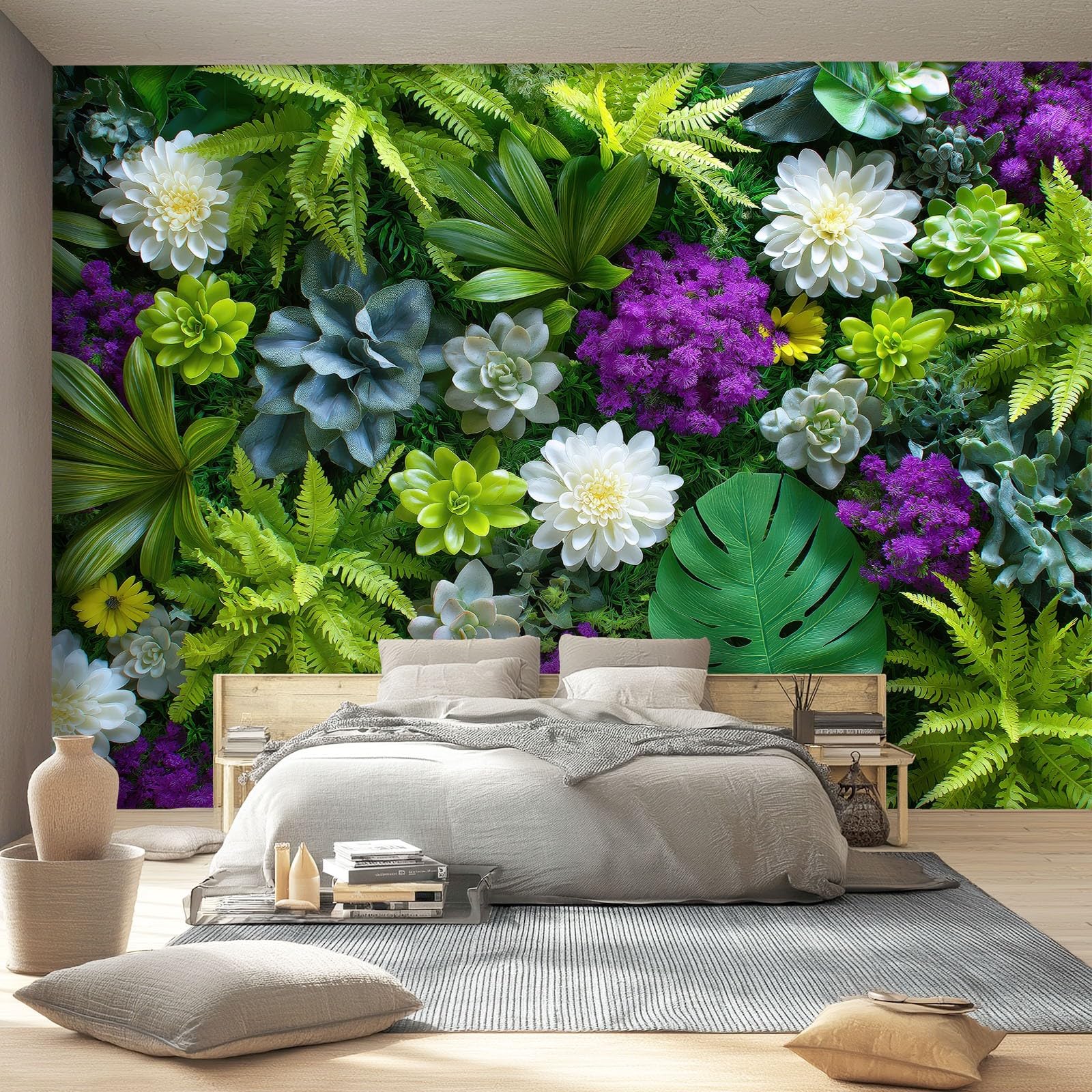 Fototapeta, roślina, 350 x 256 cm, mural ścienny, dekoracja, wysokiej jakości, flizelina, sztuka, nadruk, tapeta do salonu, dekoracji wnętrz, sypialni, kuchni, tapeta, zielona, mięsista monstera