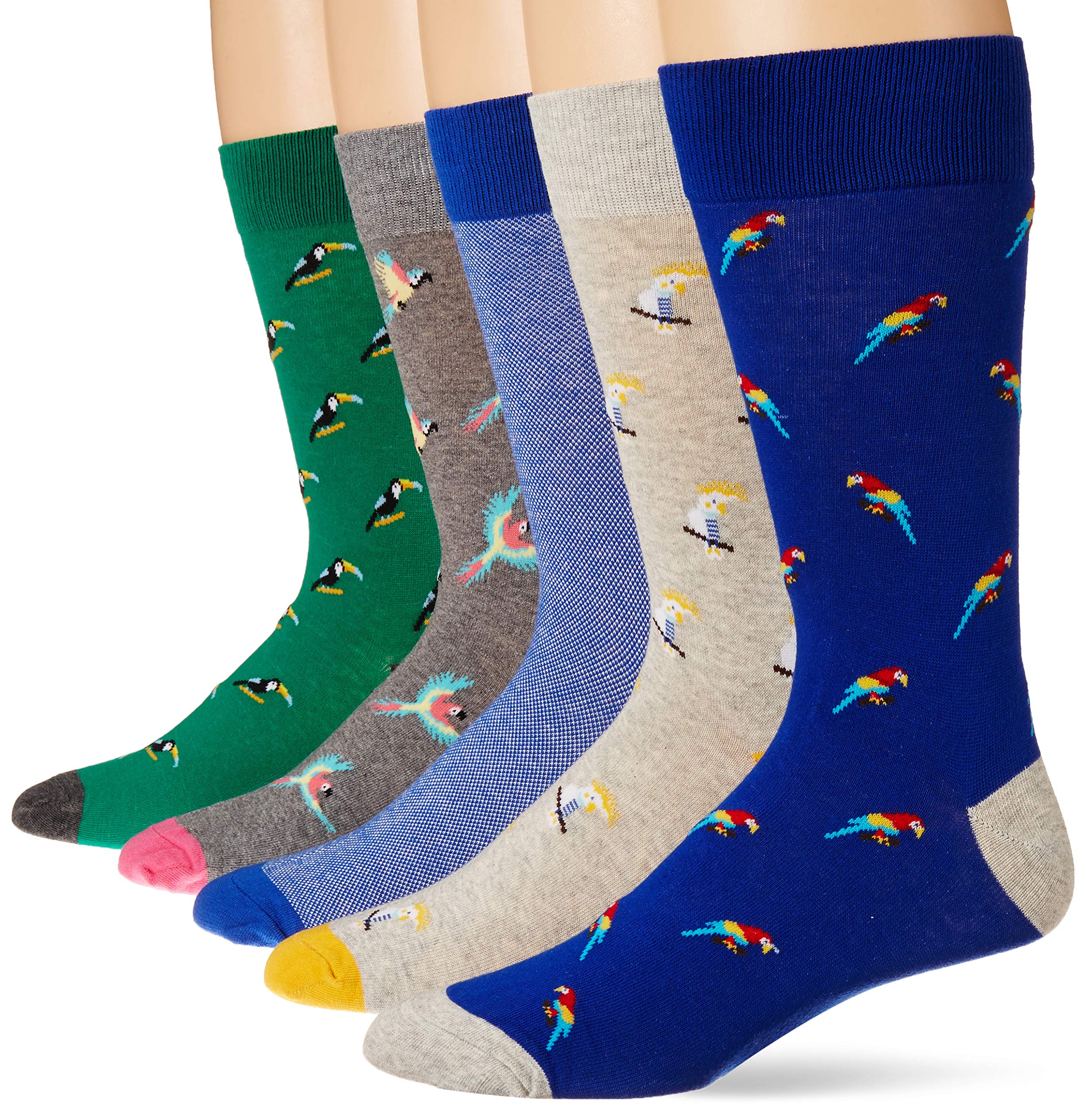 Amazon EssentialsMens Comfortable Patterned Dress Socks, 5 Pairs