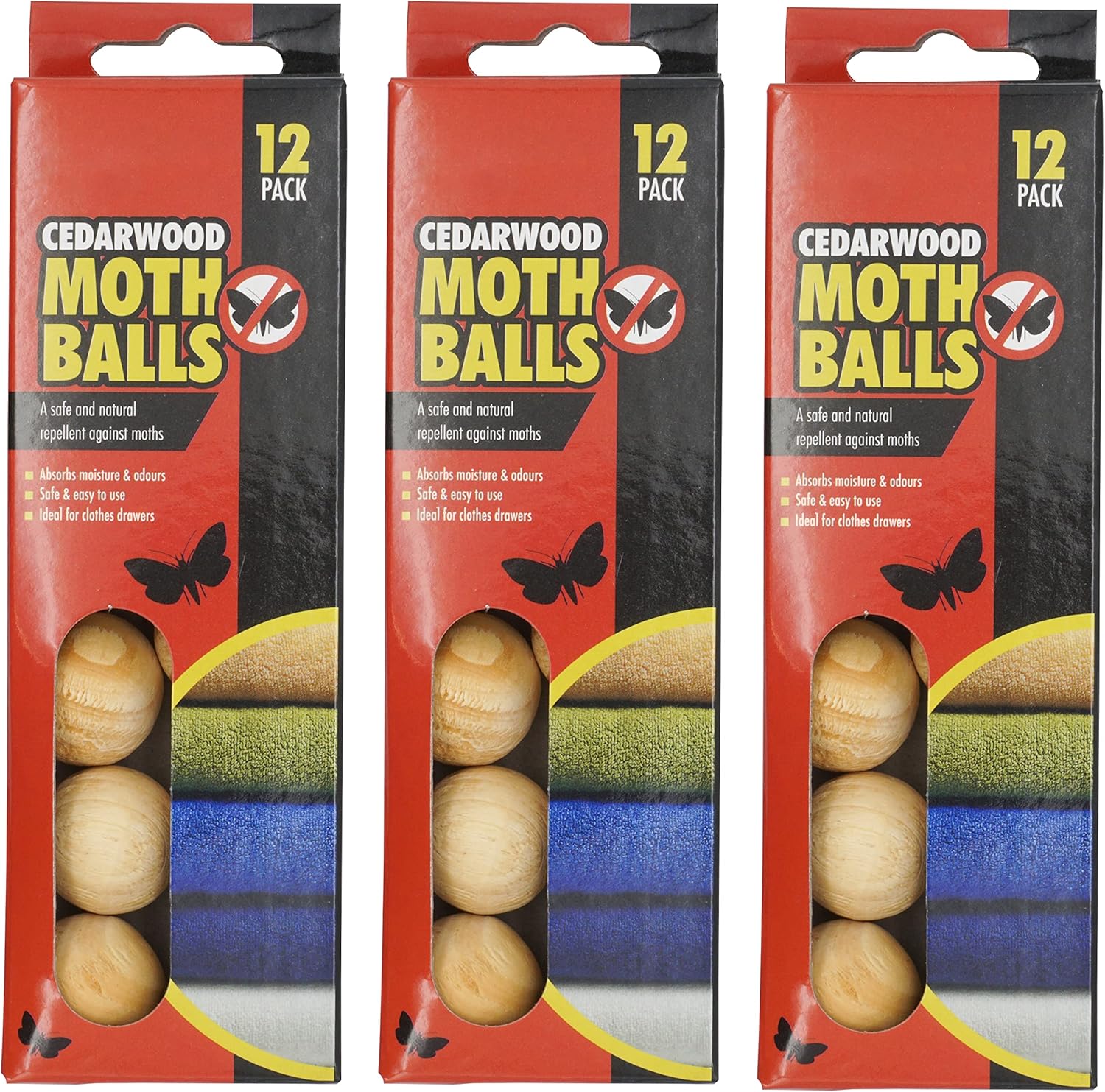 SRV Hub® 36x Cedarwood Moth Repellent Balls, Natural Moth Killer, for Drawers, Storage Boxes and