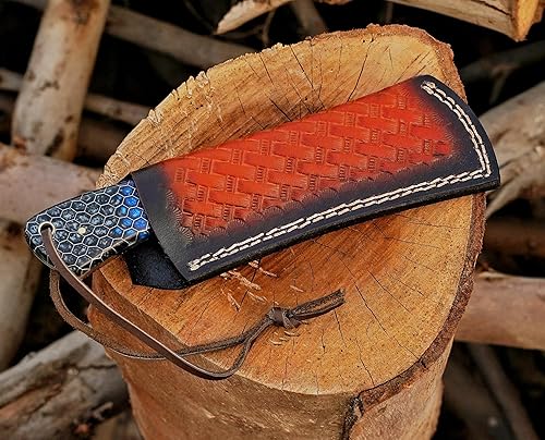 Miniatura 64 de Cuchillo de acero hecho a mano con funda de cuero, cuchillo utilitario resistente, cuchillo de electricista para desollar alambre para profesional