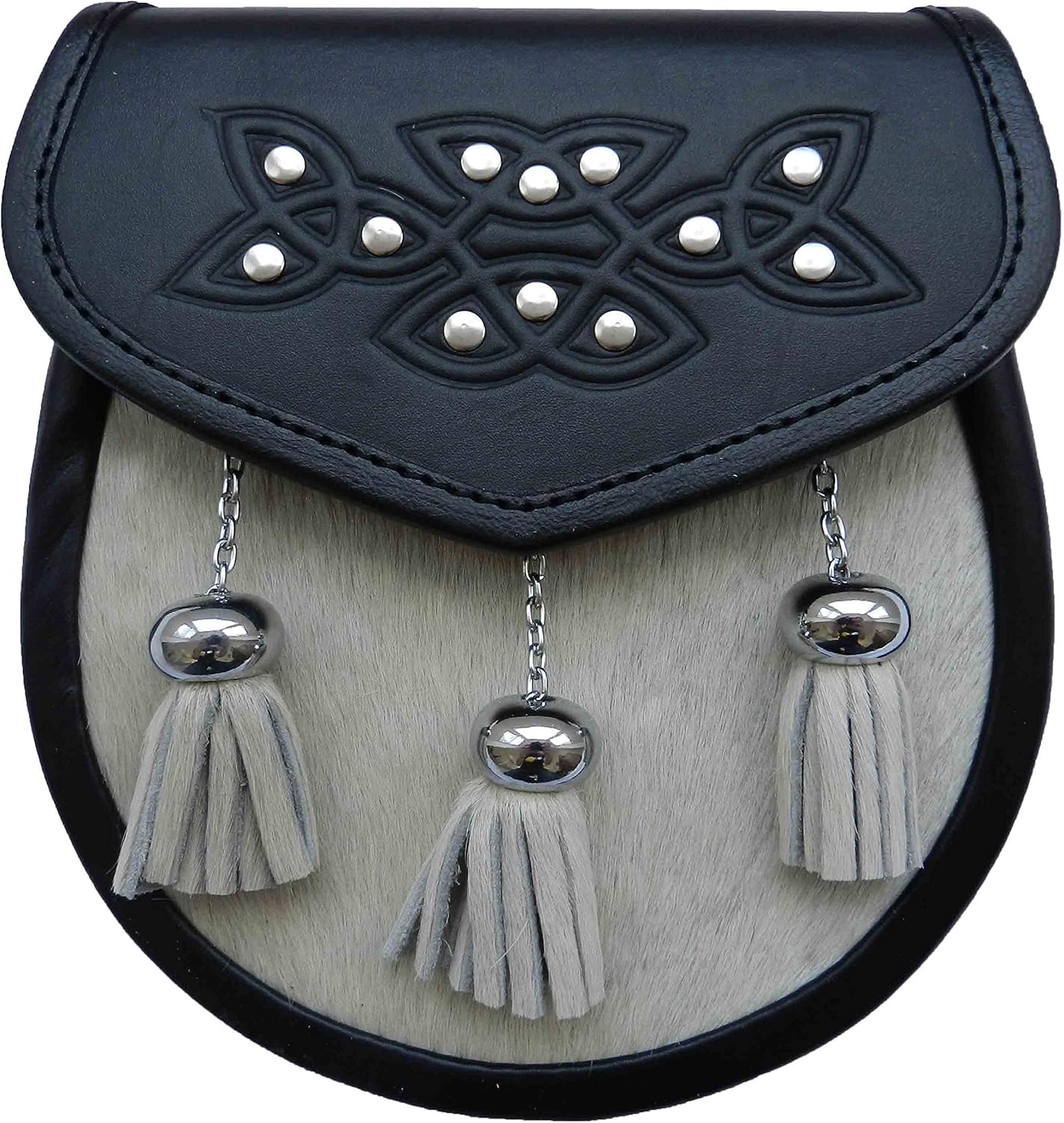 UT Kilts Semi Formal Faux Fur Leather Sporran with Tassels