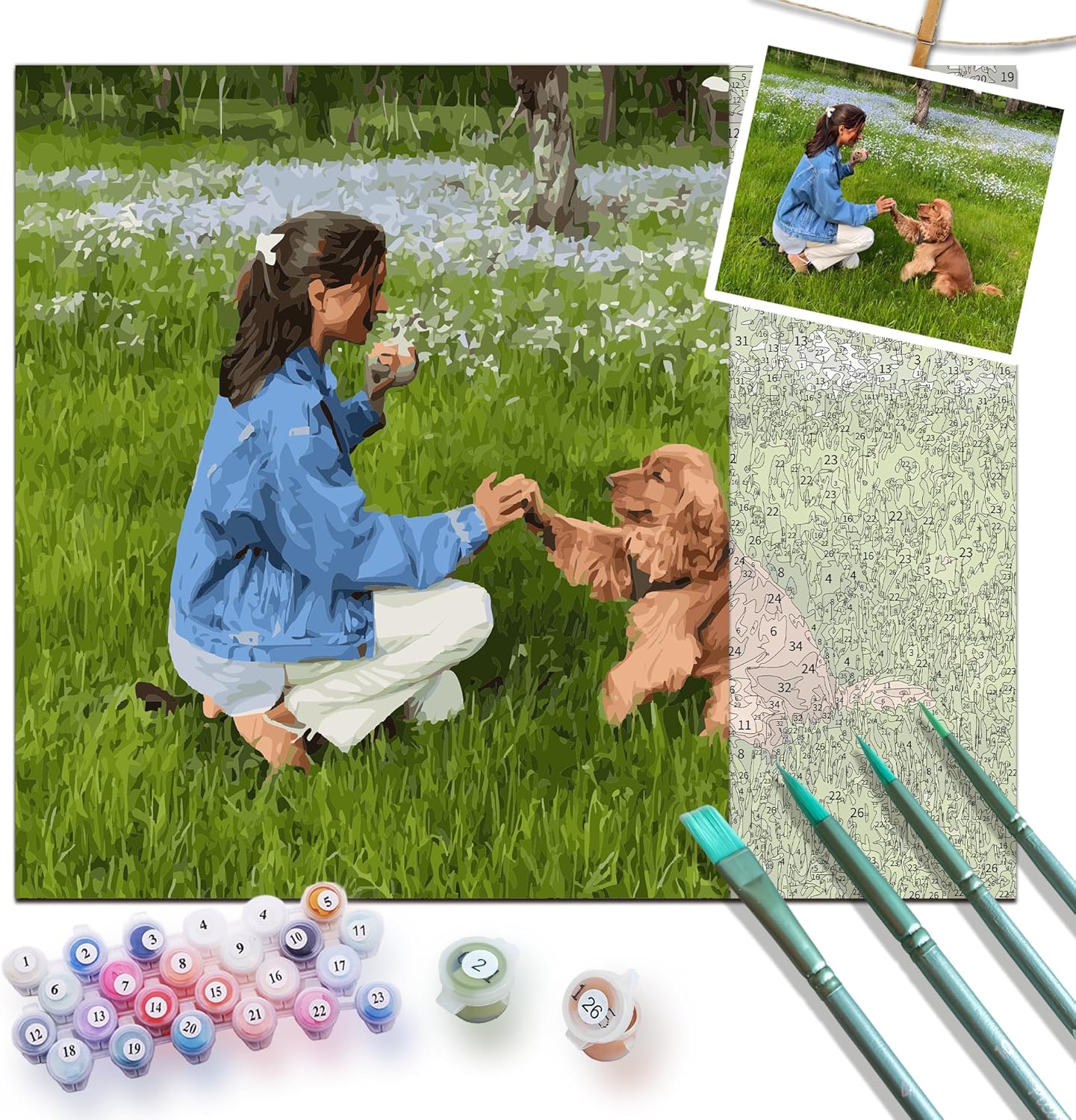 TUOADH Custom Paint by Numbers with Frame for Adults, Personalized DIY Oil Painting from Photo, Complete Acrylic Set for Beginners, Stress-Relief Gift & Home Wall Decor