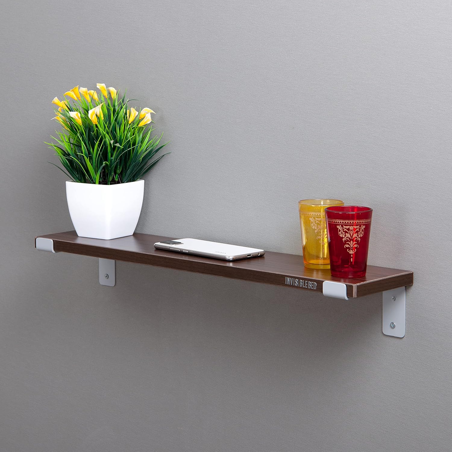 INVISIBLE BED Wall Shelves for Home Decor/Living Room (Floating Wall Shelf; Color Dark Walnut