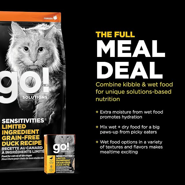 Foto 6 de 8 de Go! Solutions Sensitivities - Fórmula sin Cereales con Pocos Ingredientes, Pato para Gatos, Bolsa de 1,4 kg
