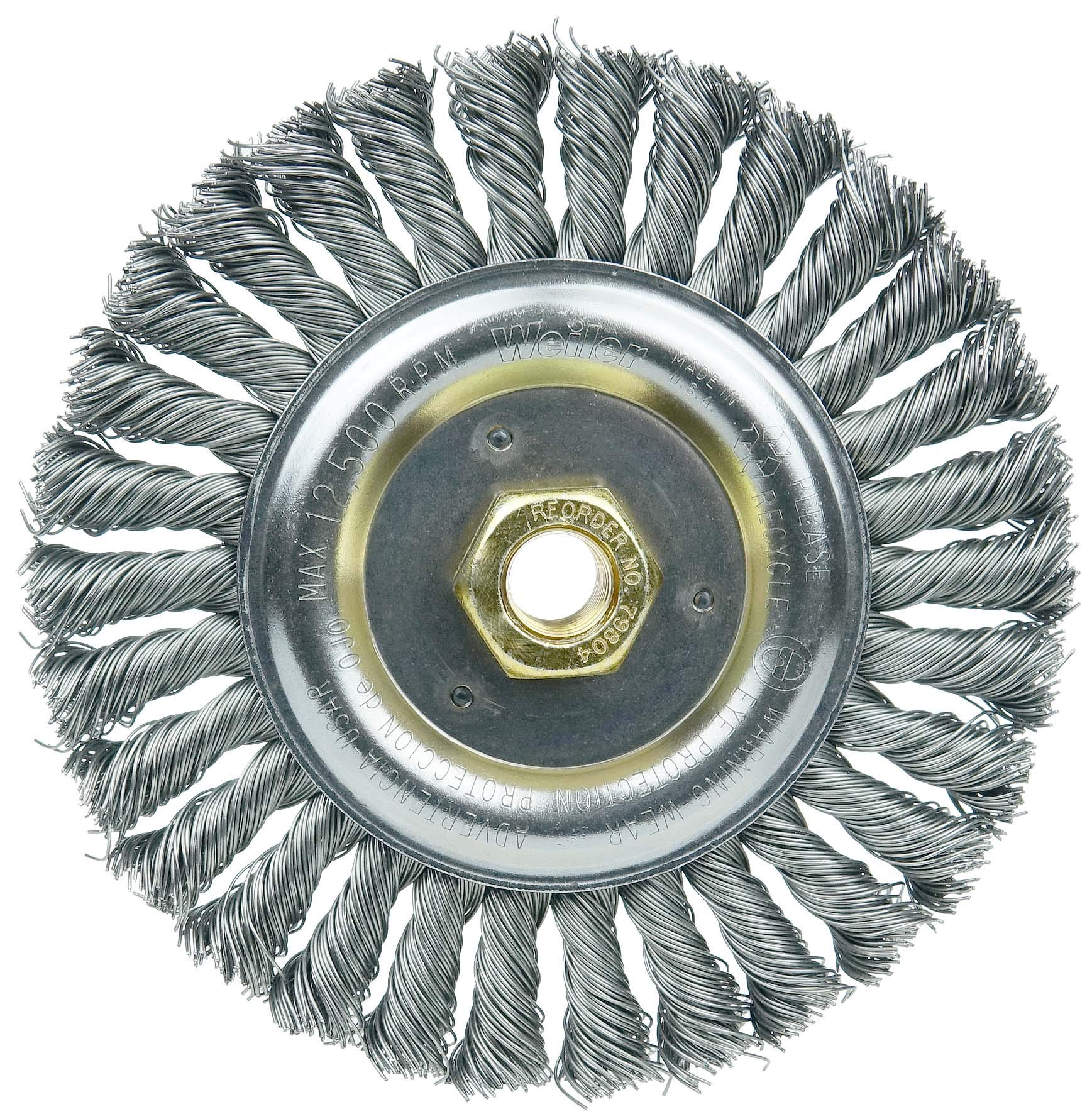 Weiler 79804 Dually Filler Pass soldadura de alambre de acero cepillo de limpieza, 6 ", 0,23 Fill, 5/8" -11 unc double-hex tuerca (Pack de 5)