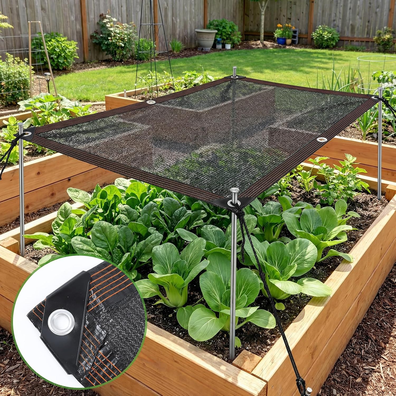 70% Shade Cloth for Garden, 6.56 X 3.3Ft Sun Shades Cloth Outdoor Patio with Stakes, Rope and Gloves, Plant Shades for Outdoor Plants, Durable Uv Blocking Mesh for Garden, Patio, Greenhouse