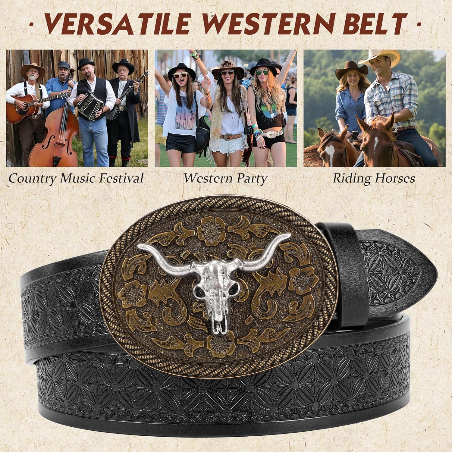 BELTROAD Western Belts for Women Men Vintage Men's Country Belt for Jeans Cowgirl Cowboy Christmas Gifts - Image 5