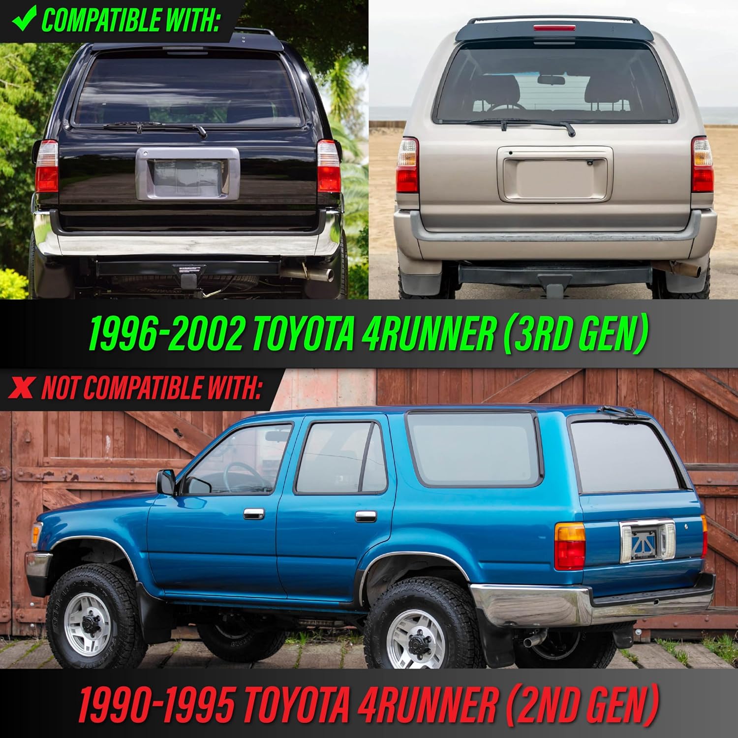 USR UNIQUE STYLE RACING 96-02 VZN185/RZN180 Tail Light – Rear Lamps Set (Left + Right) Compatible with 1996-2002 Toyota 4Runner 3rd Gen All Models 2WD & 4WD (ALL CLEAR LENS TAIL LIGHTS with RED LED)