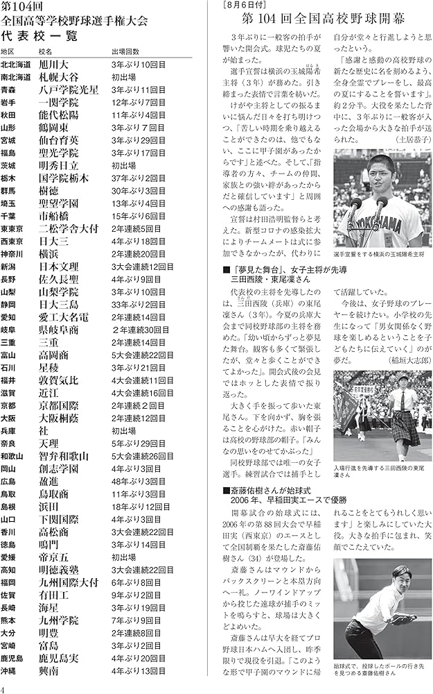 第104回】全国高等学校野球選手権大会 公式記録集 | 朝日新聞社 |本
