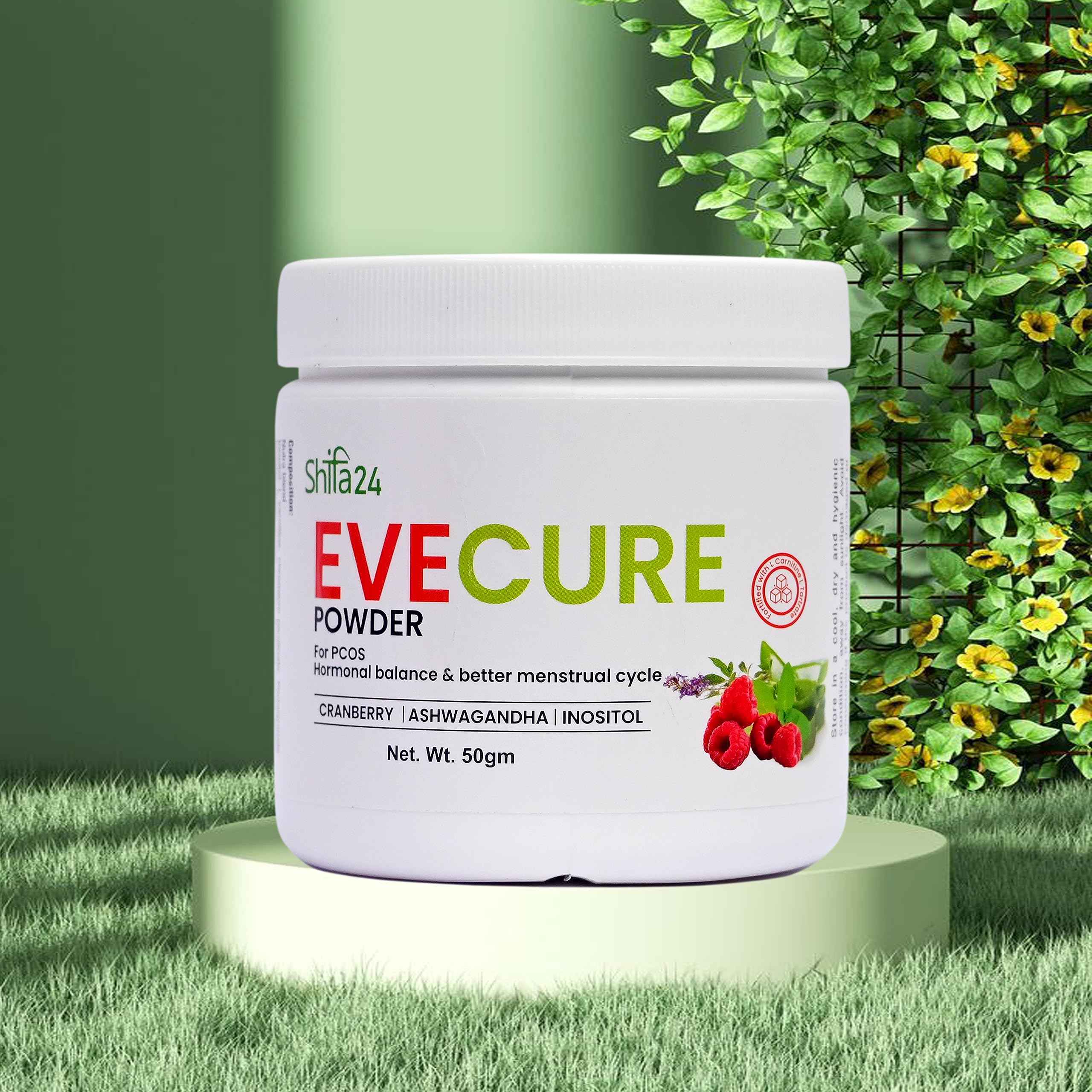 Buy Shifa 24 Plant Based Evecure for PCOS with Inositol (1000 mg) I L- carnitine(150mg.) 50 gms.I Ashvagandha Powder for women I Substance for  PCOS(pack of 01) Online at Low Prices in India -