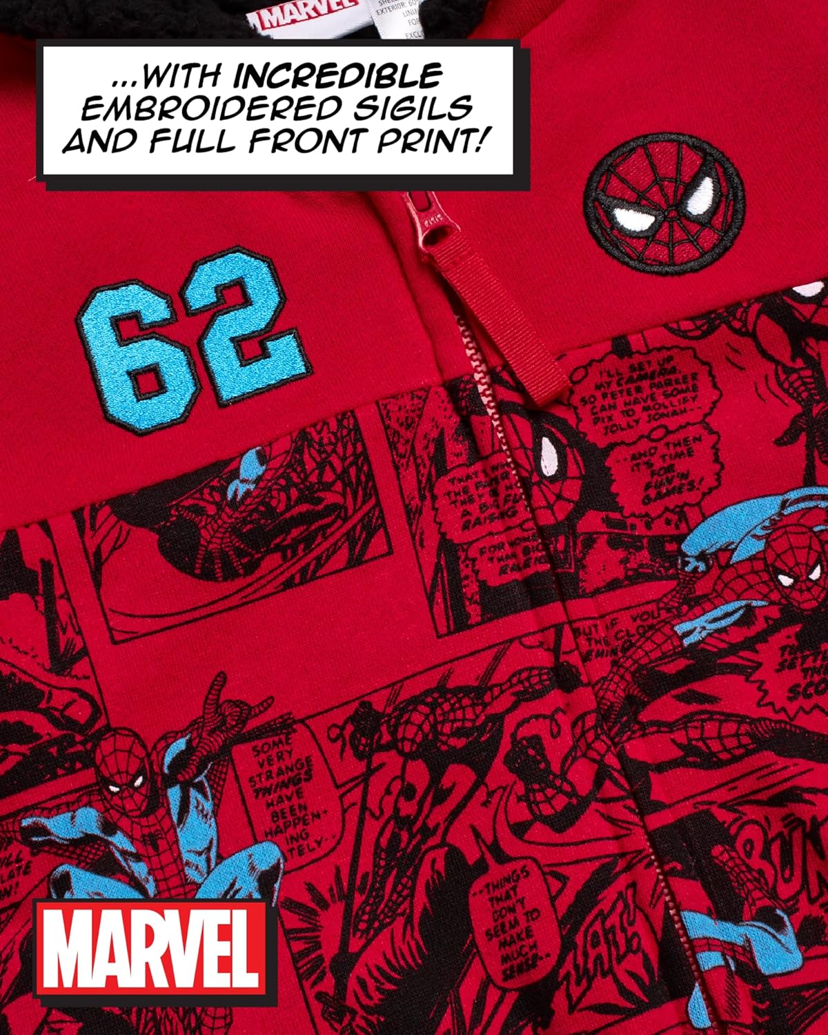 Marvel Spiderman Boys Sweatshirt - Soft Fleece Full Plush Sherpa Lined Boys Zip Up Hoodie Sweatshirt for Toddler & Little Kid - Image 5