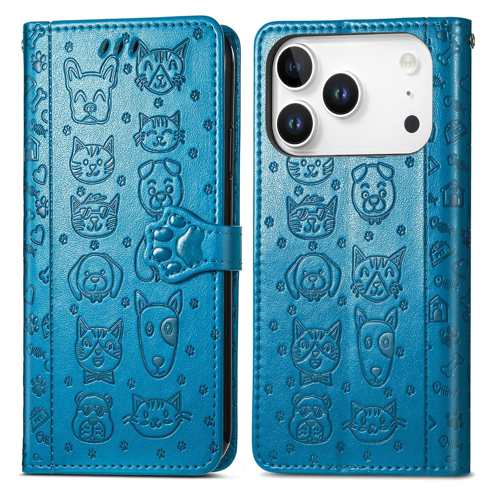 Étui iPhone 17 en cuir bleu résistant pour éviter de perdre ses cartes - 7