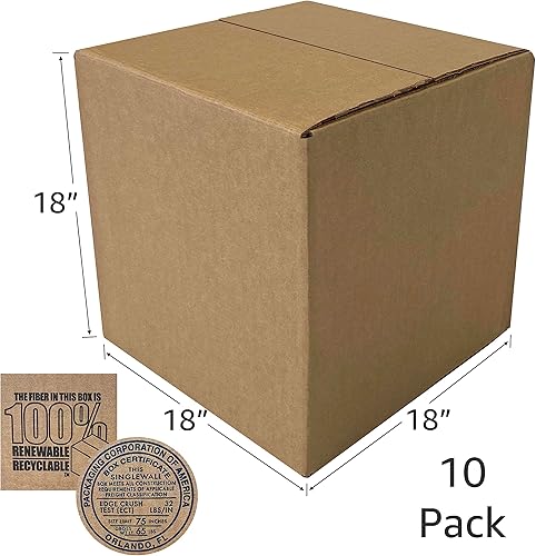 Miniatura 8 de Cajas de embalaje de correo y envío grandes corrugadas, paquete de 10 (18 x 18 x 24 pulgadas, 10 unidades)