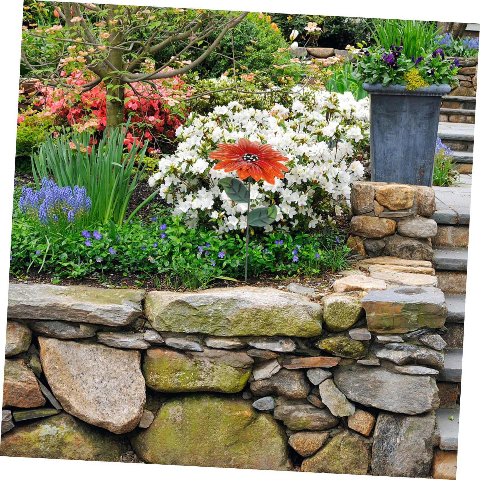 VANZACK 4pezzi Decorazione Giardino Ferro Artistico Con Fiore Di Girasole Ornamentale Da Esterno Per e Prati Resistente e Duraturo Design Elegante