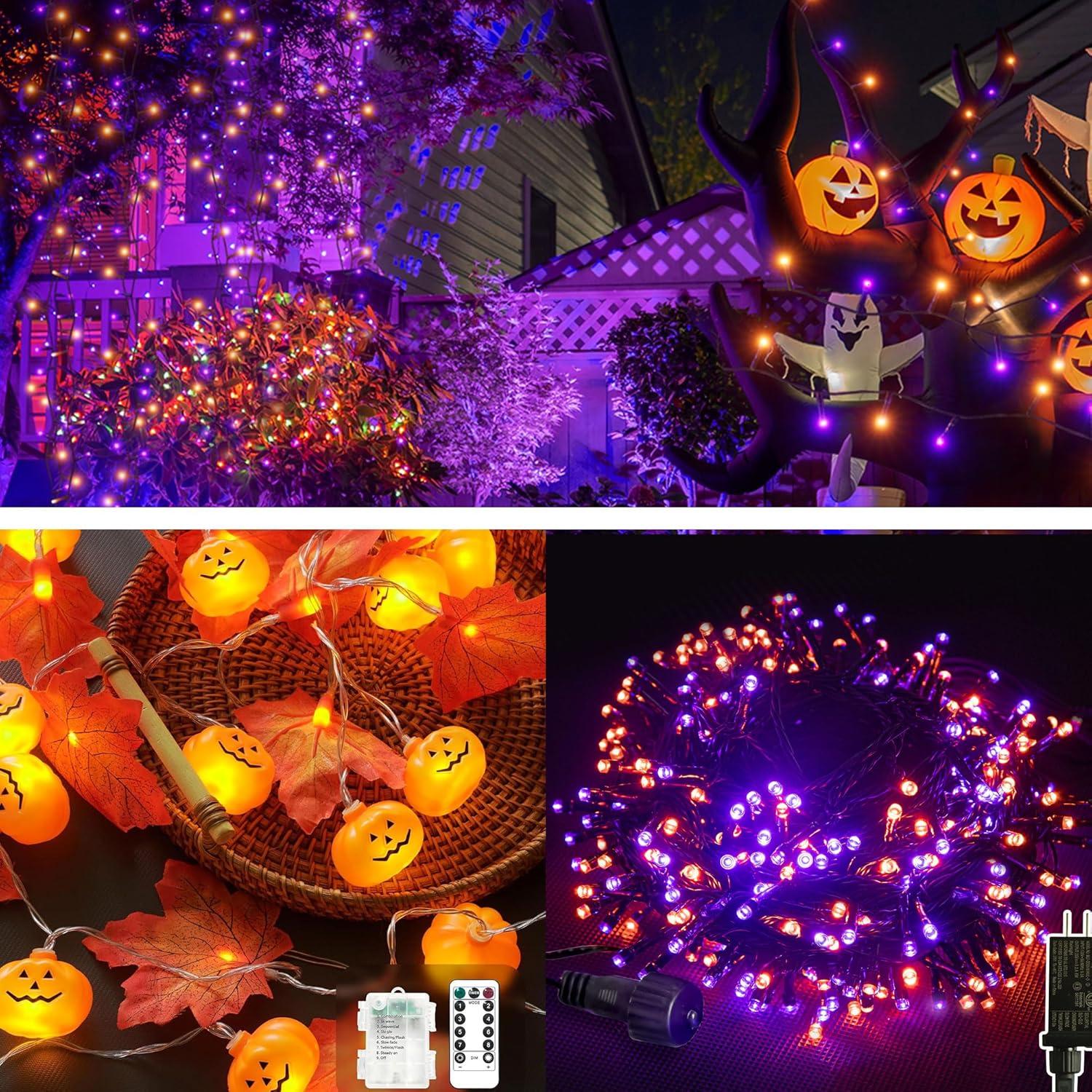 JACKYLED Halloween Decorations 30LED Pumkin Maple Leaf