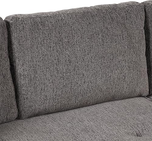 Miniatura 9 de Sofá seccional extraíble con tapicería de lino 2023 con taburetes y estantes, sofá tapizado esquinero en forma de L con 2 almohadas y diván de