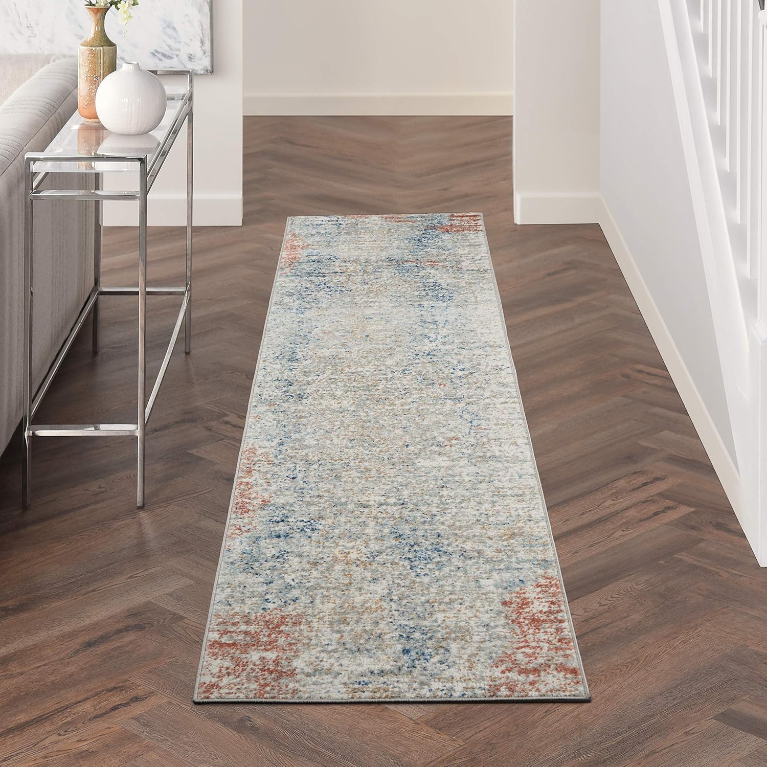 Nourison Home Concerto Abstract Ivory/Multi 3' x 5' Area Rug, Easy Cleaning, Non Shedding, Bed Room, Living Room, Dining Room, Kitchen (3x5)
