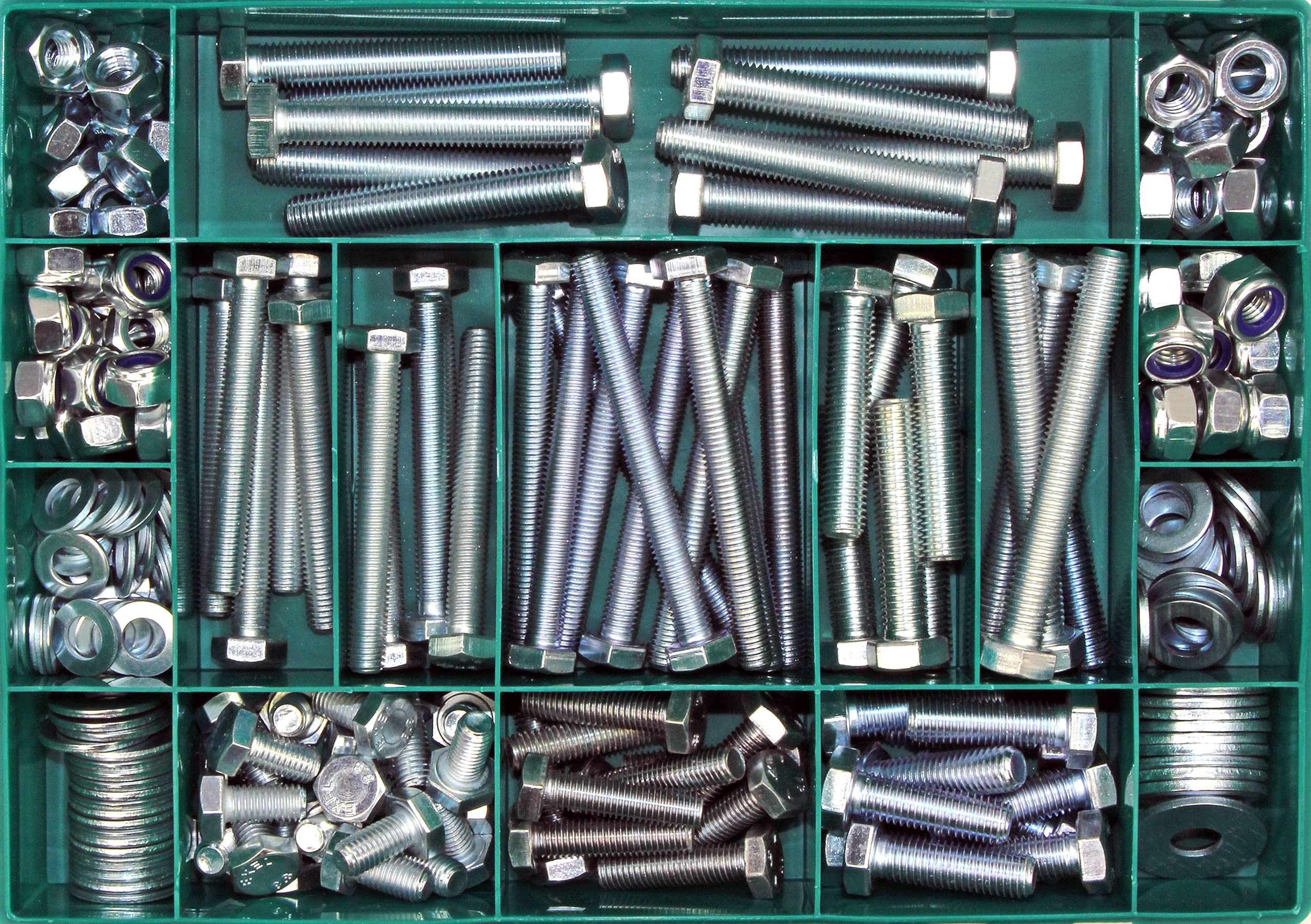 Sparset Großes Schrauben-Sortiment DIN 933 M4/M5/M6/M8 und M10/M12 Stahl verzinkt 2001-tlg. (Standard-Box)