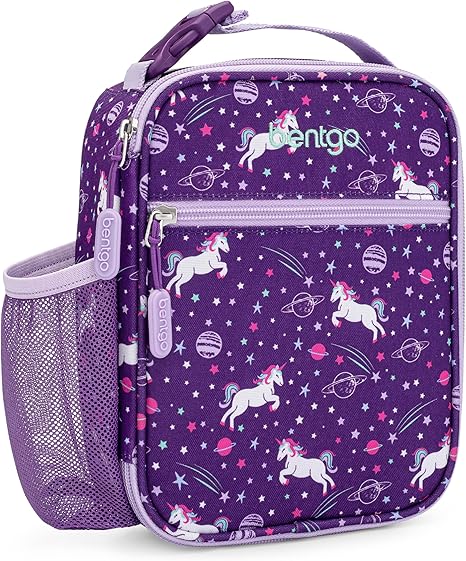 Bentgo Kids Insulated Lunch Tote - Water-Resistant, Reusable, Lightweight & Durable Lunch Bag with Water Bottle Holder & Mesh Pocket, Fits Lunch Box & Water Bottle - Ideal for Ages 3+ (Unicorn)