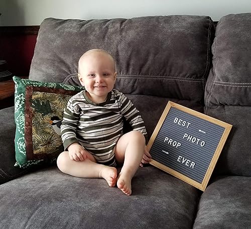 Miniatura 9 de Woodburned Felt Letter Board Set with Stand, 340 White Letters, Bag and COA - Limited Edition Mandala Design - Dark Gray Felted Board in a 10x10