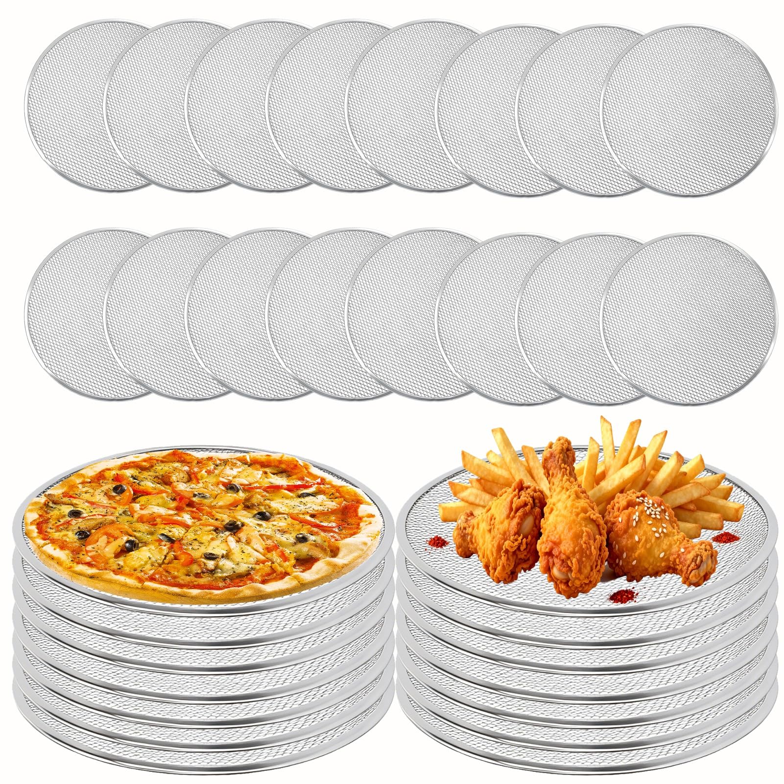 20 grilles à pizza, Plat à pizza antiadhésif en aluminium, Plat à pizza réutilisable et résistant, Pour la maison et les restaurants(16inch)