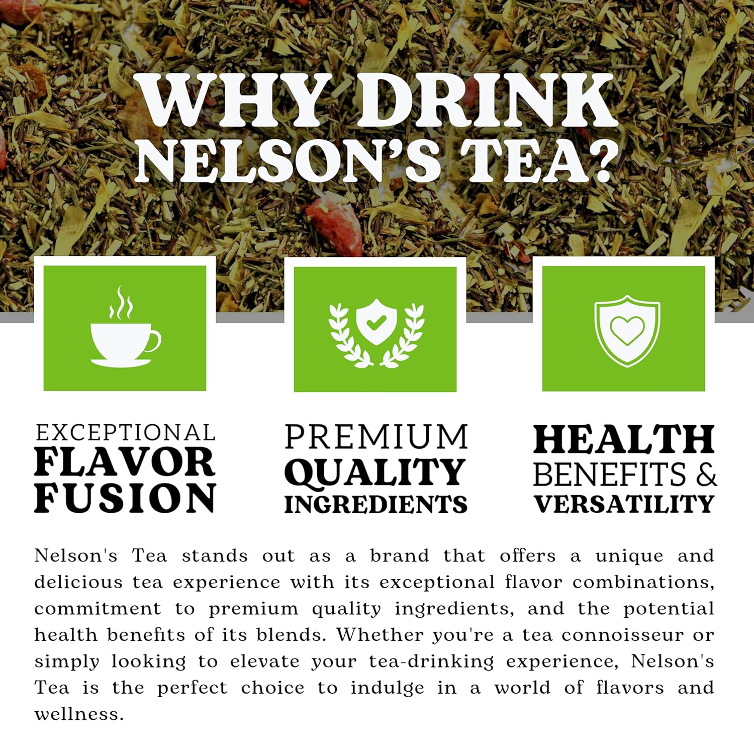Nelson's Tea Strawberry Orange Peach - Caffeine Free Herbal Rooibos Loose Leaf Tea - Irresistable Blend of Green Rooibos, Orange Peel, Marigold and Strawberries - Fruit Loose Leaf (16 oz)