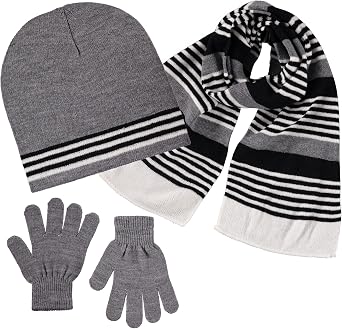 Big Boy 3 Pc Winter Cold Weather Hat Glove Scarf Set-Kids Beanie Set