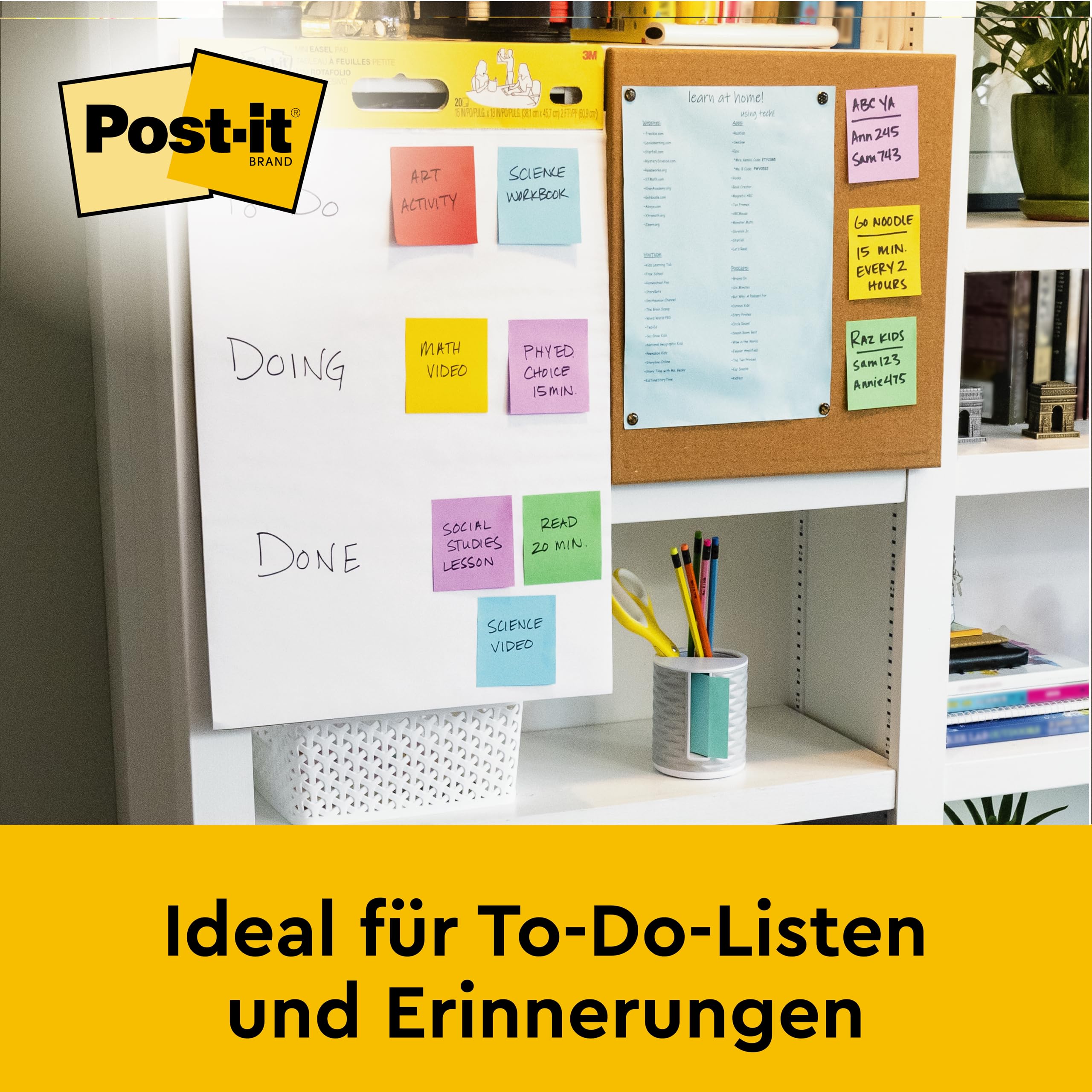 Post-it Super Sticky selbsthaftendes Meeting Chart (Flipchart) Promotion 2 Blöcke + 1 GRATIS, 63.5 cm x 76.2 cm, Farbe: Weiß - Selbstklebendes Flipchartpapier für Brainstormings überall