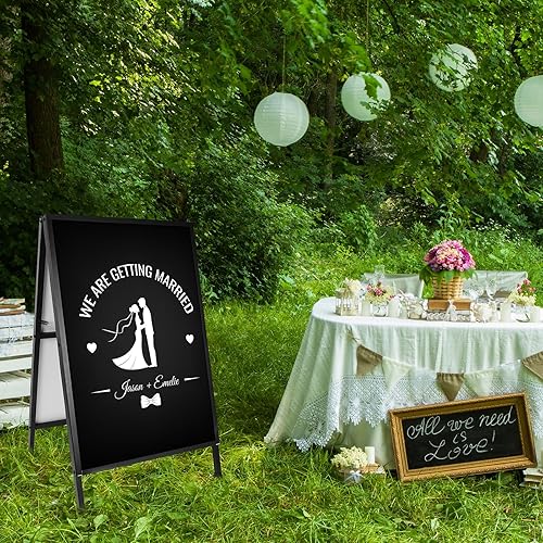 Miniatura 4 de Zonon Cartel de marco con 1 hoja acrílica, 2 tableros de póster de plástico corrugado, tablero de soporte para sándwich, acero revestido negro de