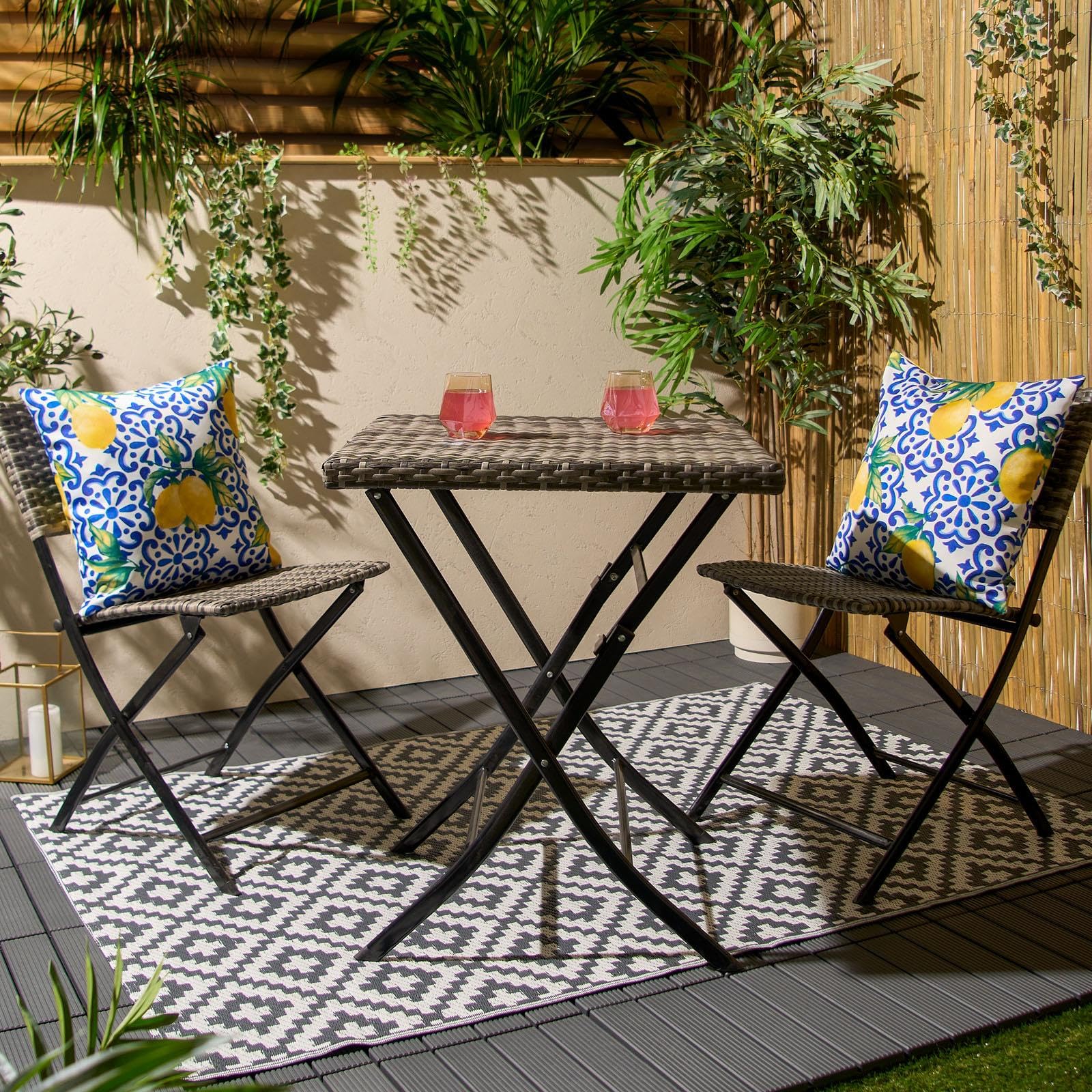 OHS Outdoor Cushions Waterproof Decorative Lemon Print Cushion Covers 45 x 45 Set of 2 Super Soft Patio Garden Cushions Home Decor Throw Pillow Covers with Invisible Zipper - Image 4