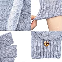 Vista 102 de Beurlike Guantes de invierno para mujer, de lana cálida, a prueba de viento, convertibles, sin dedos Negro