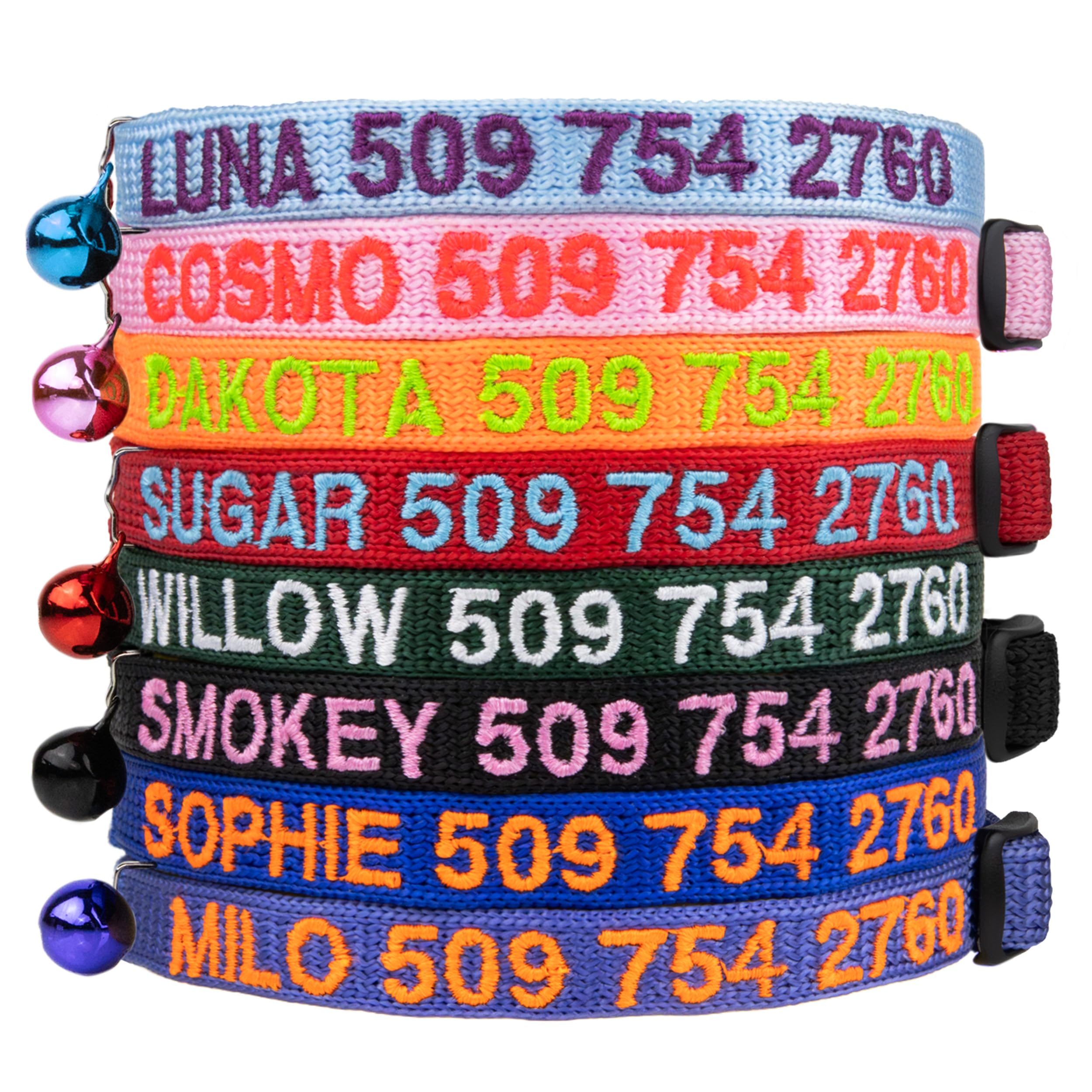 GoTags Personalized Cat Collars with Breakaway Safety Release Buckle
