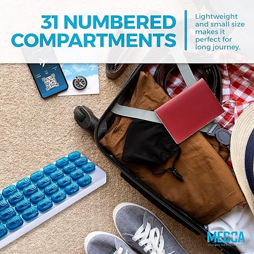 Miniatura 9 de Organizador mensual de píldoras, organizador de píldoras de 31 días con cápsulas grandes extraíbles para medicamentos, caja de píldoras portátil y