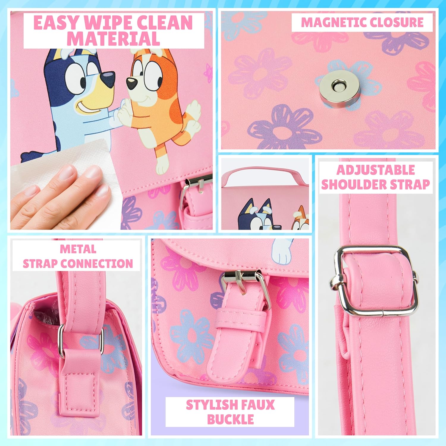 Bluey Girls Purse Crossbody Bag or Satchel, Shoulder Bag with Adjustable Strap Travel Essentials Gifts for Girls - Image 4